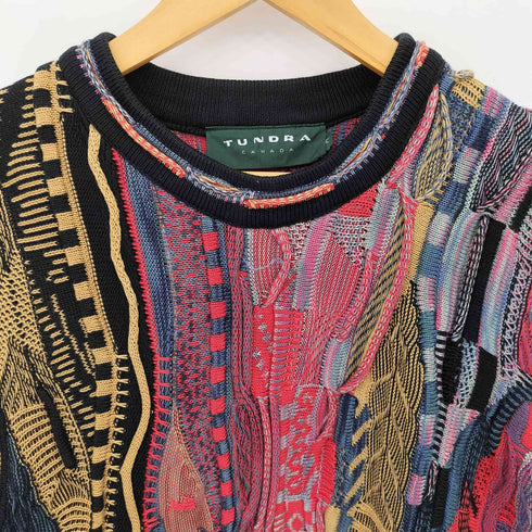 ツンドラ tundra 90s カナダ製 総柄 クルーネック 3Dニット メンズ import:M